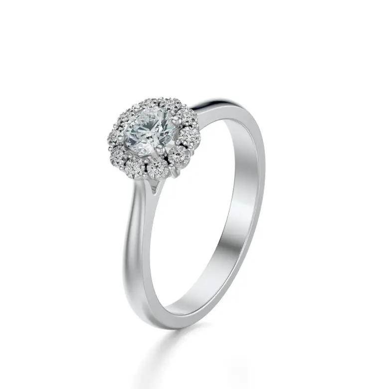 Pierścionek białe złoto z diamentami